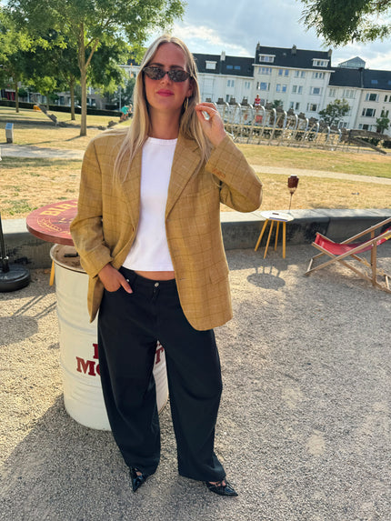 Khaki Beige Checked Blazer