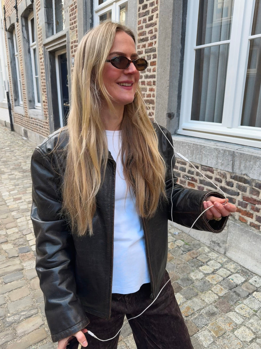 Brown Distressed Leather Jacket