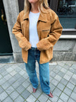 Beige Suede Oversized Jacket