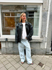 Bomboogie Worn Leather Bomber Jacket
