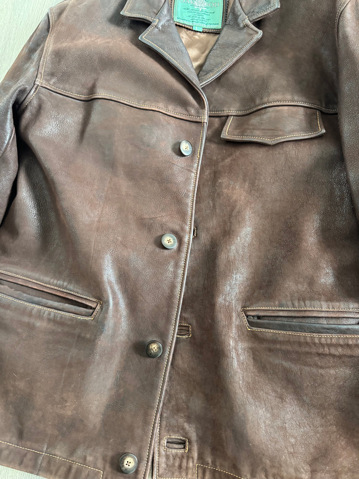 Oversized Oakwood Chestnut Brown Leather Jacket
