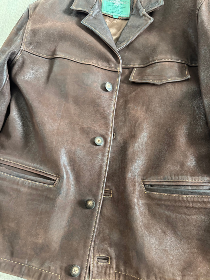 Oversized Oakwood Chestnut Brown Leather Jacket