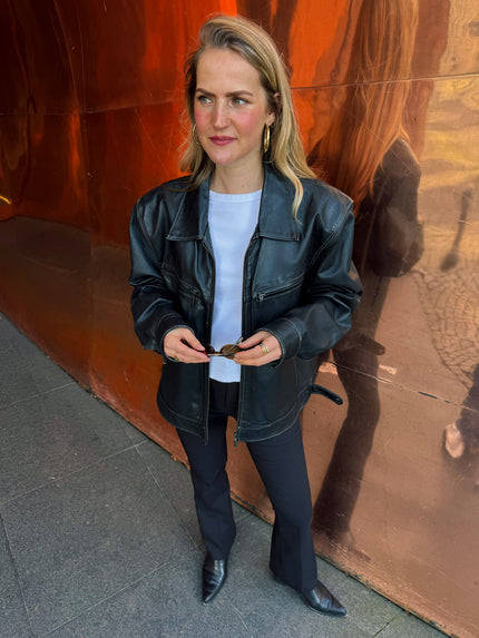 Oversized Leather Bomber Jacket