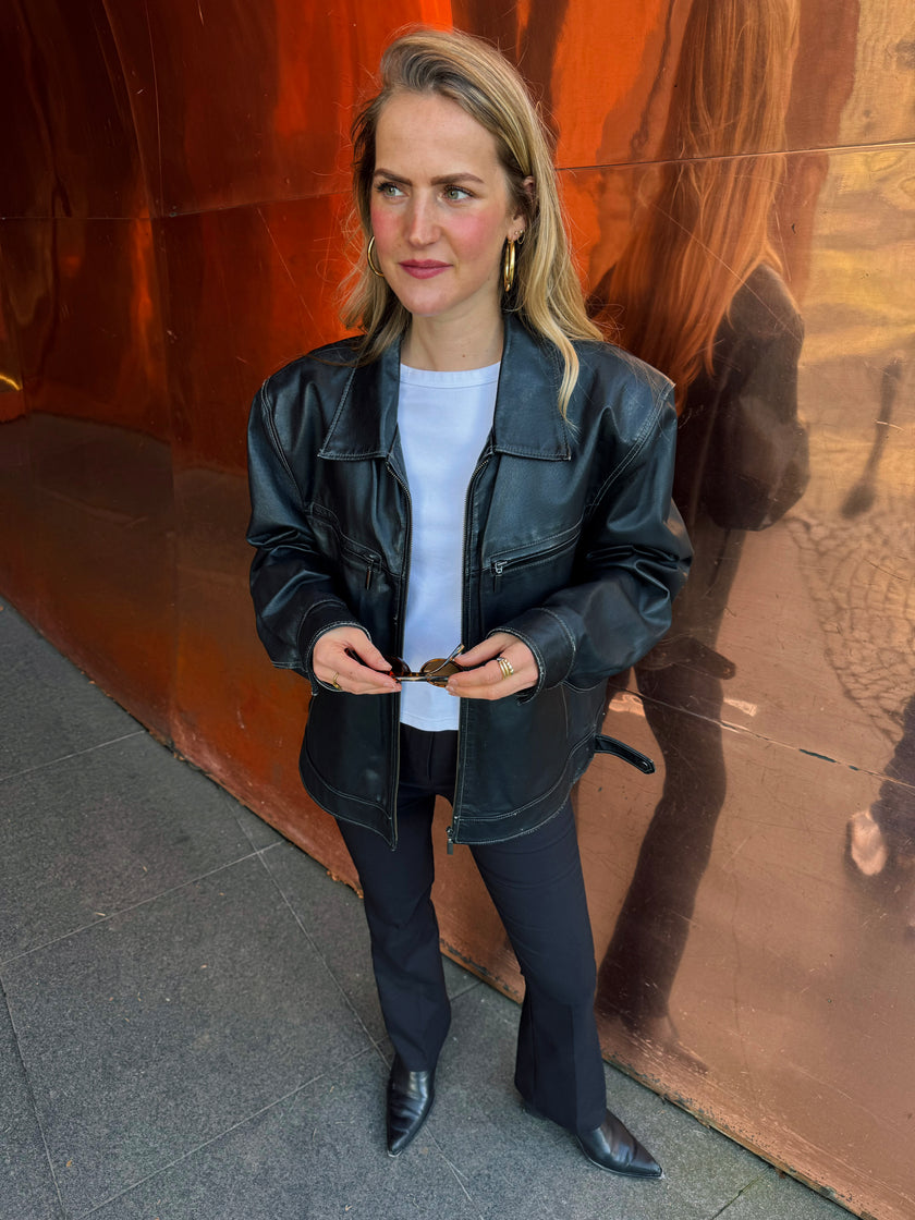 Oversized Leather Bomber Jacket