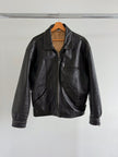 Oversized Black Leather Bomber Jacket
