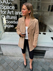 Oversized Light Beige Suede Vintage Blazer