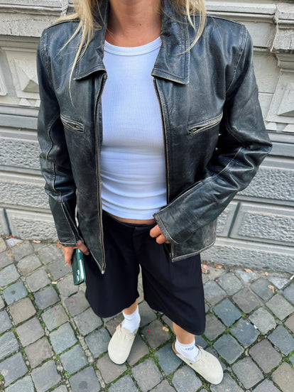 Distressed Black Vintage Leather Jacket