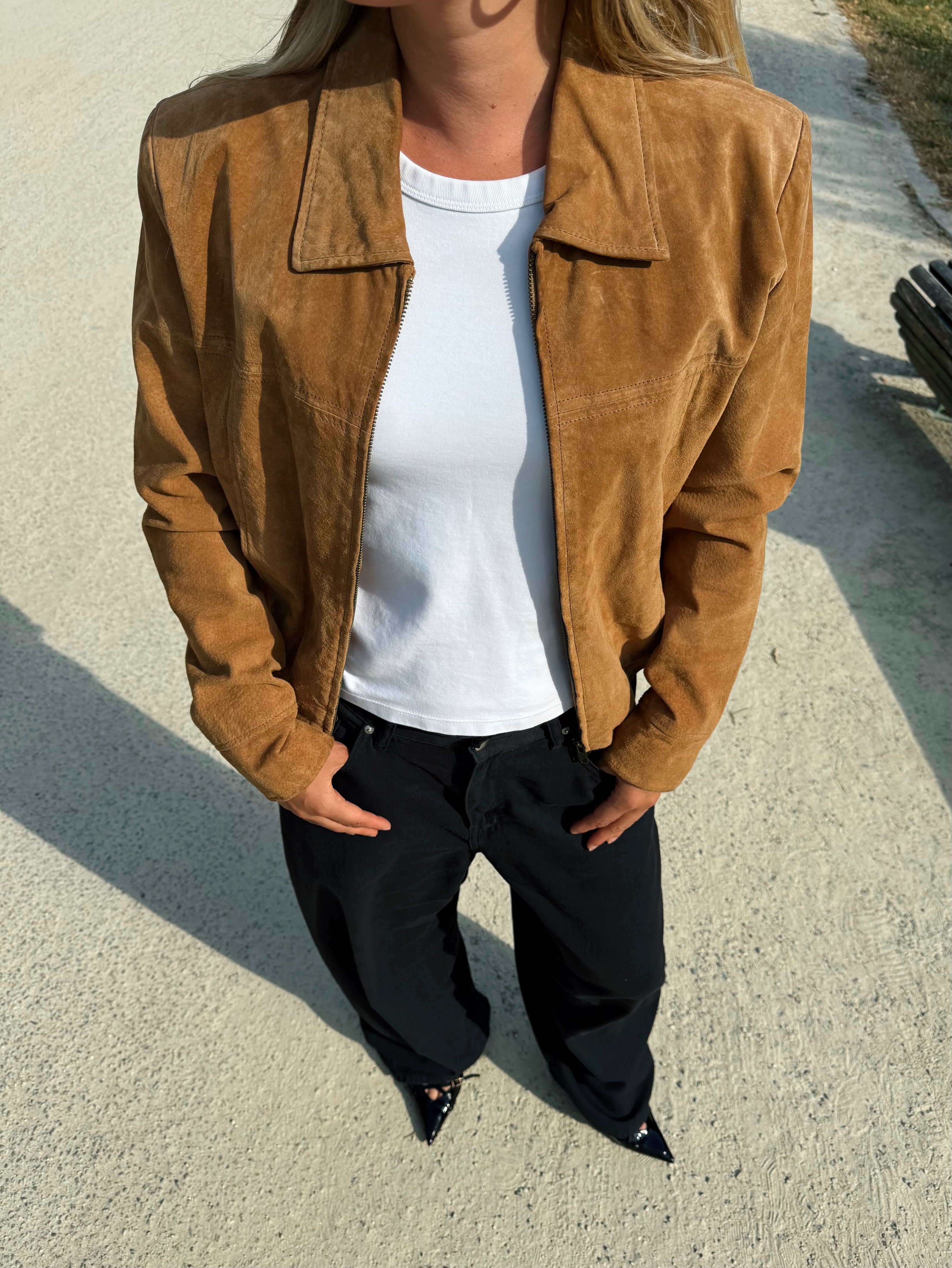 Beige Brown Suede Jacket