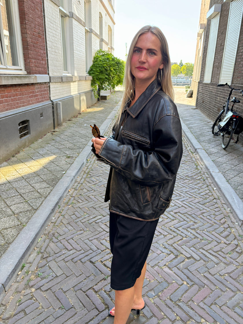 Bomboogie Worn Leather Moto Jacket