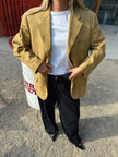Khaki Beige Checked Blazer