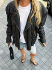 Oversized Leather Biker Jacket