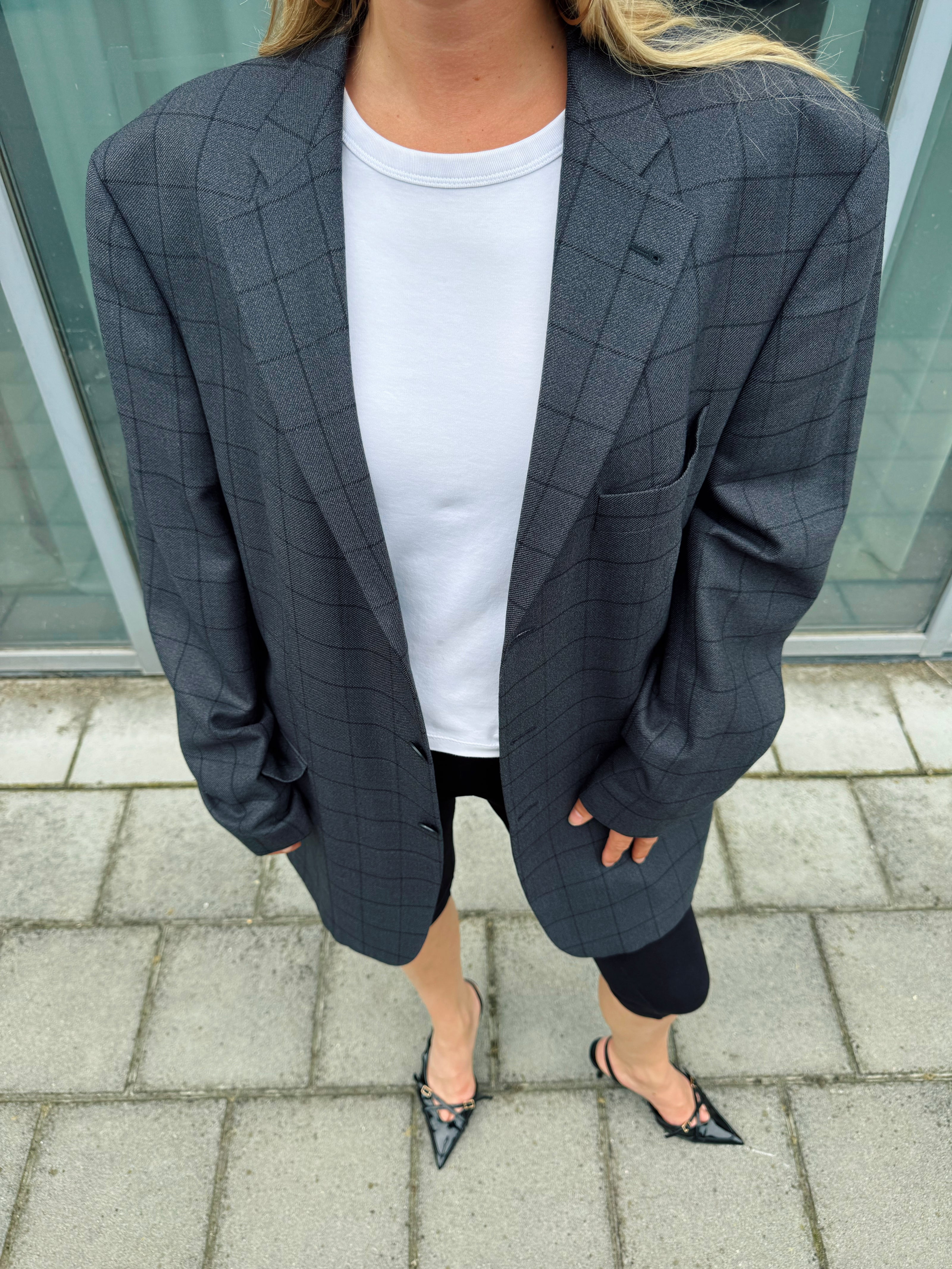 Dark Grey Checked Blazer