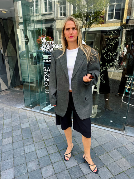 Grey Green Checked Oversized Vintage Blazer