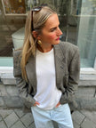 Oversized Navy Blue / Creme Checked Vintage Blazer