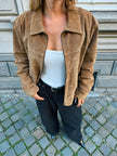 Light Brown Suede Vintage Bomber Jacket