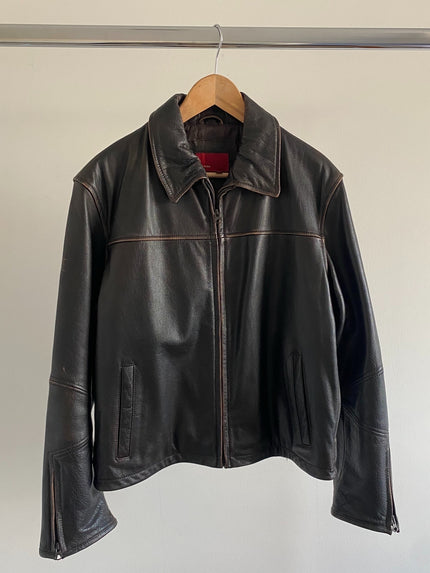 Oversized Black Leather Jacket