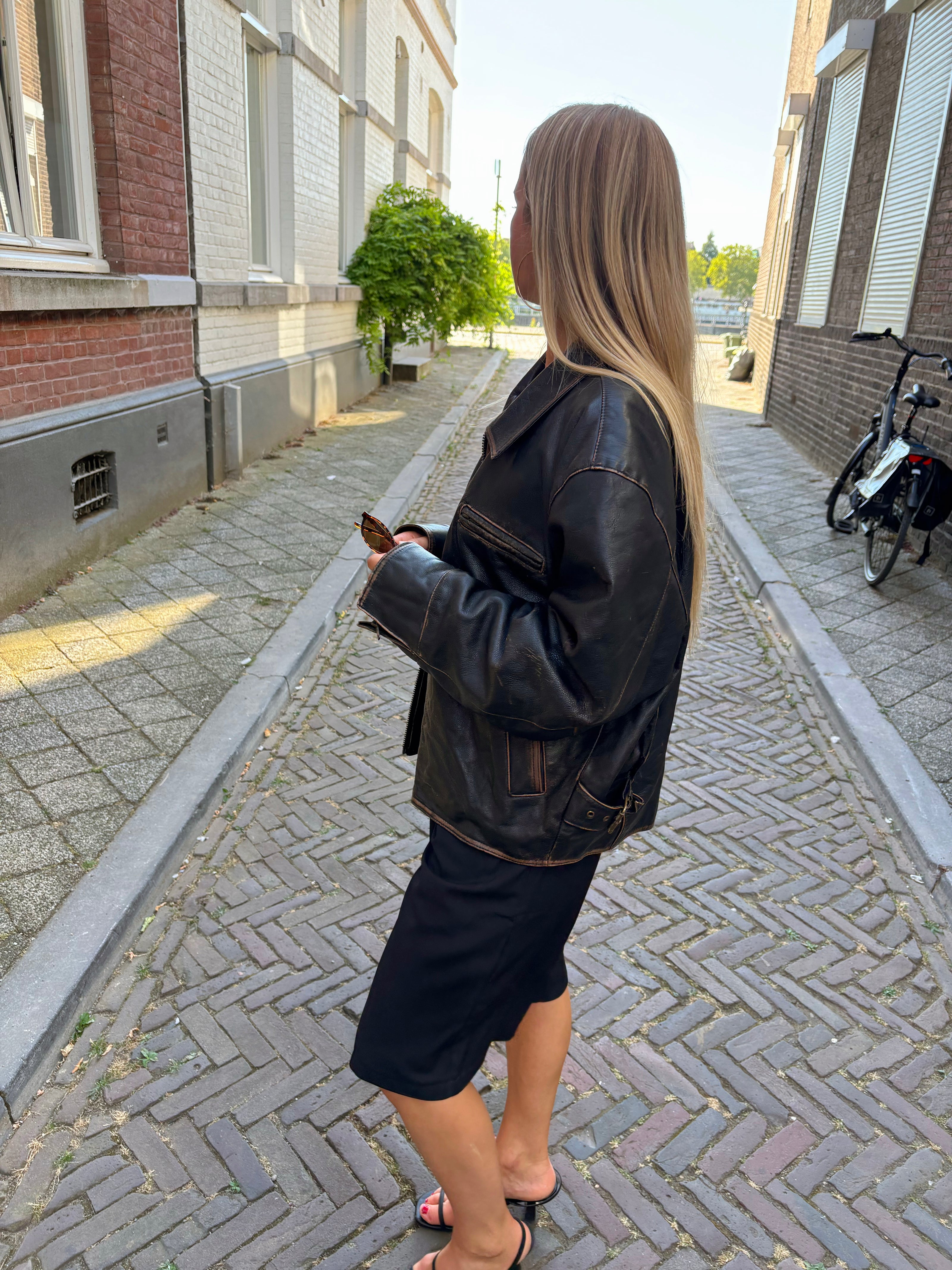 Bomboogie Worn Leather Moto Jacket
