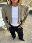 Grey Beige Checked Blazer
