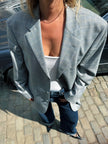 Grey Checked Oversized Blazer