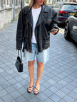 Oversized Leather Biker Jacket