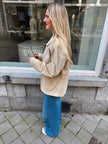 Light Beige Oversized Vintage Suede Jacket