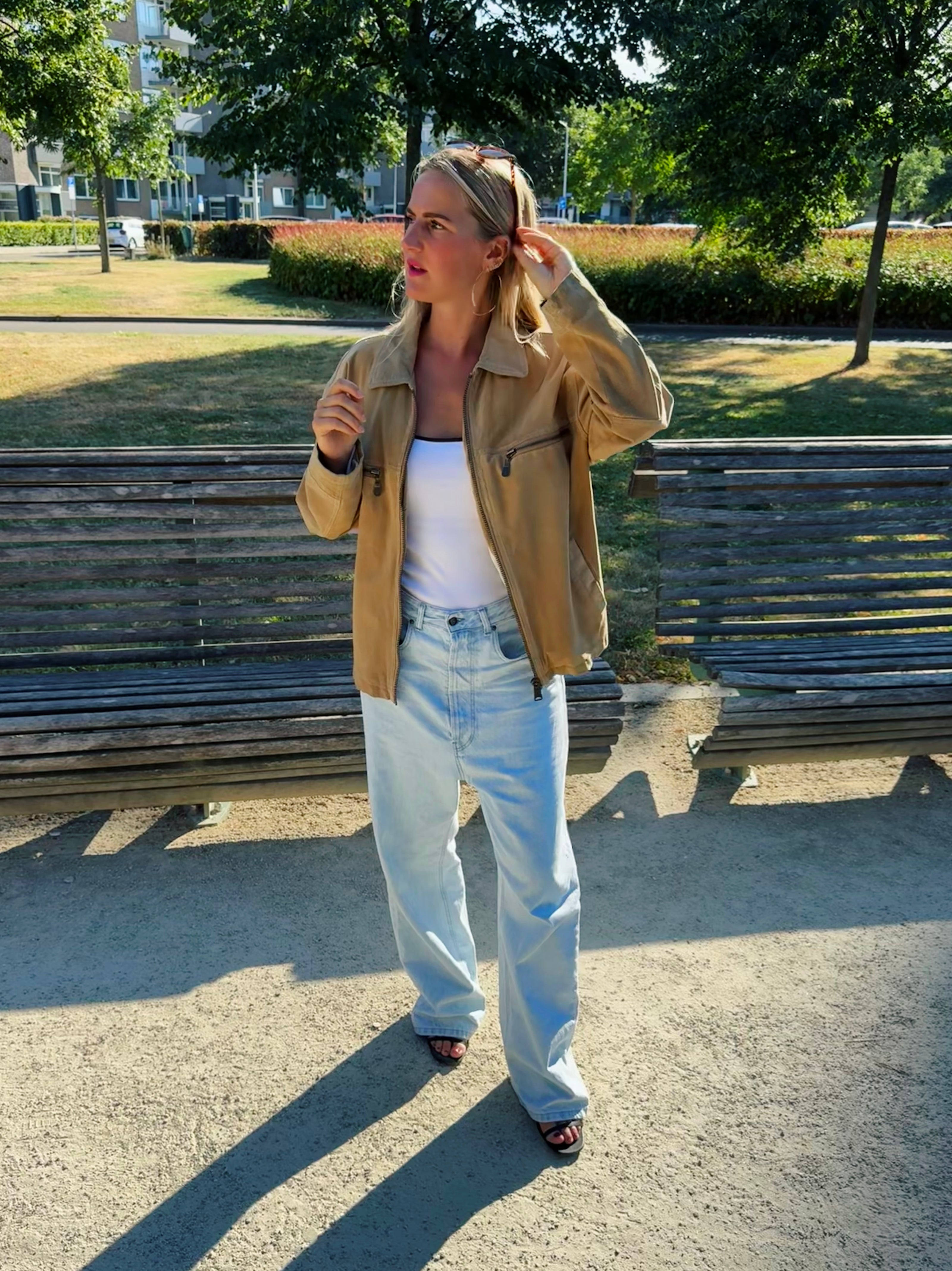 Oversized Beige Suede Jacket
