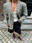 Dark Grey Checked Oversized Blazer