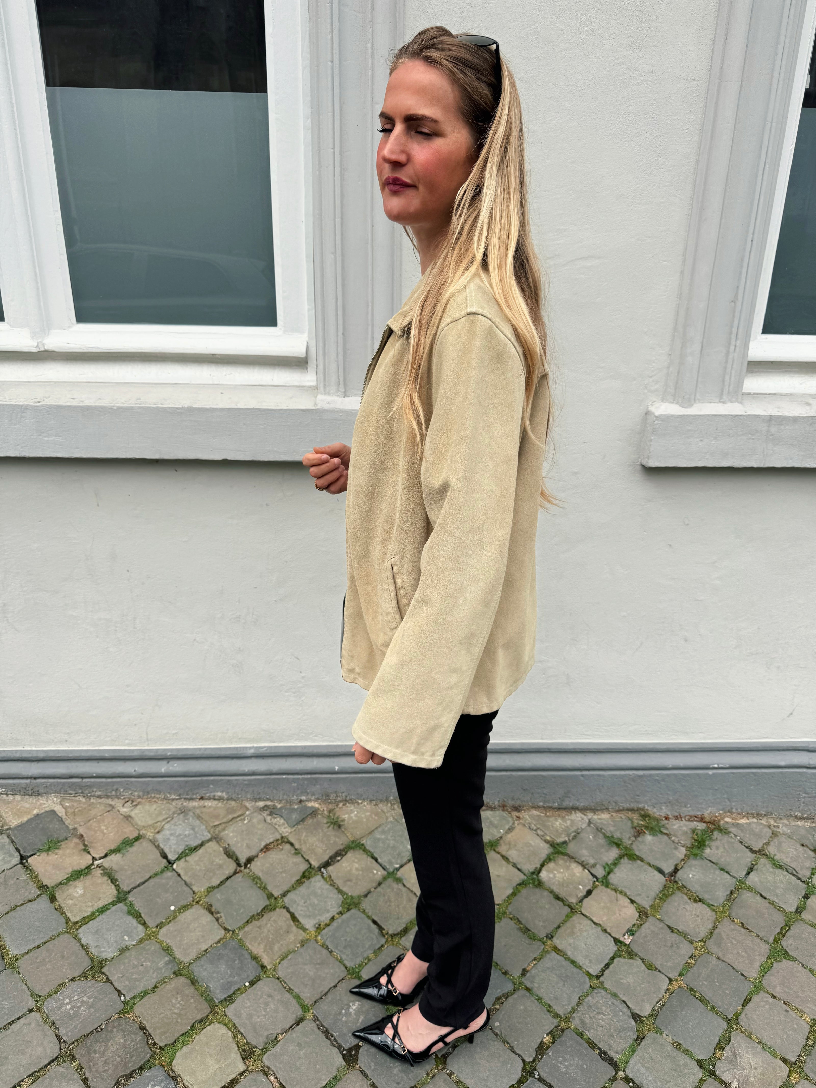 Light Beige Suede Bomberjacket
