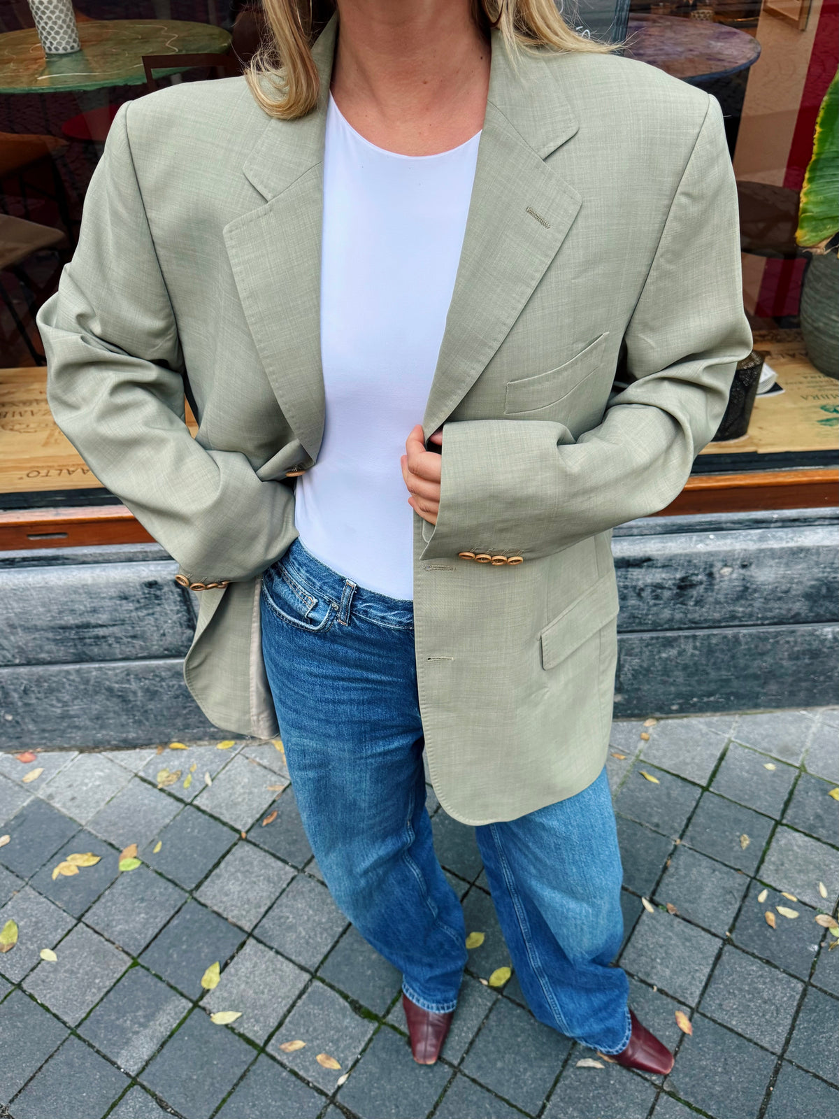 Light Khaki Beige Oversized Blazer