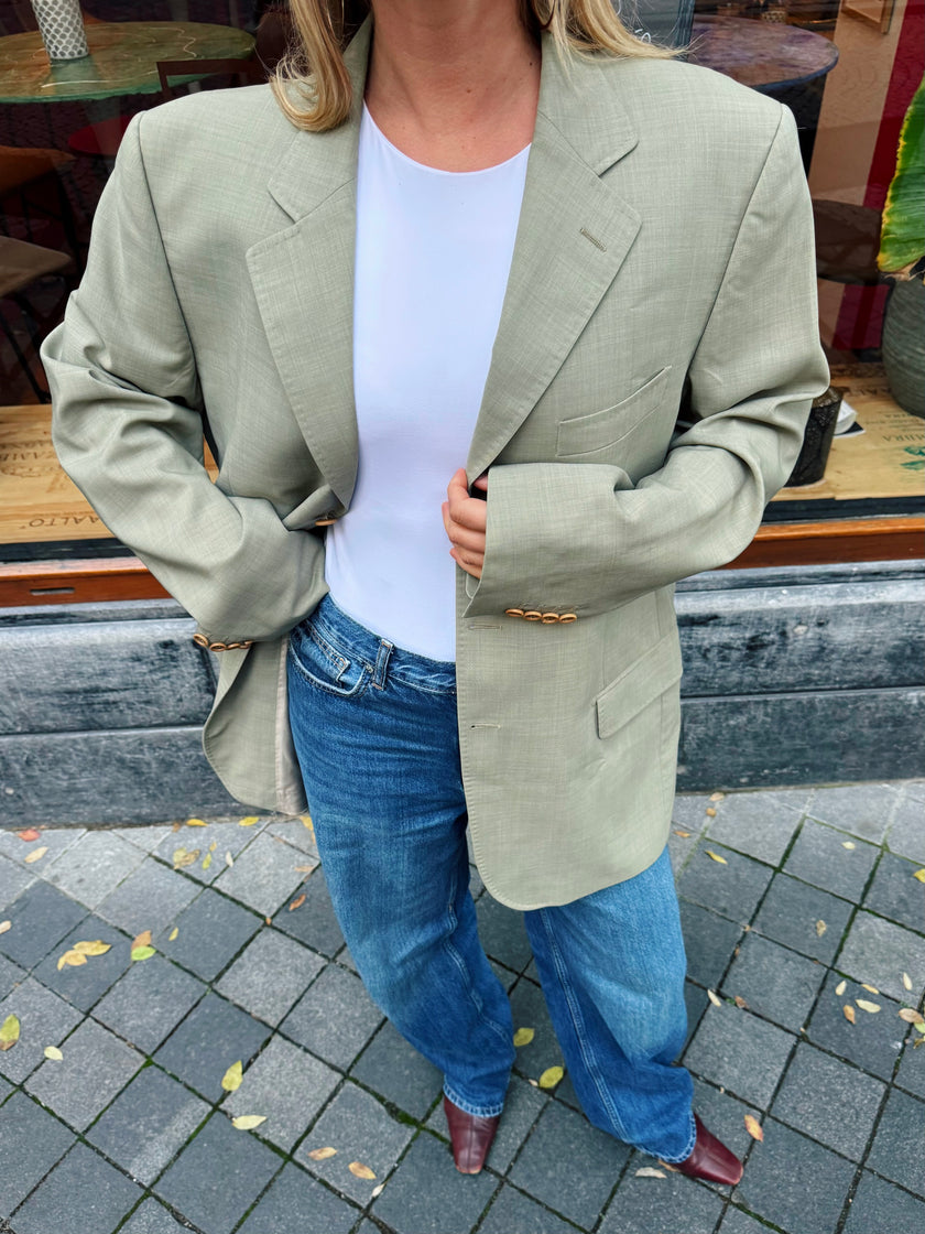 Light Khaki Beige Oversized Blazer