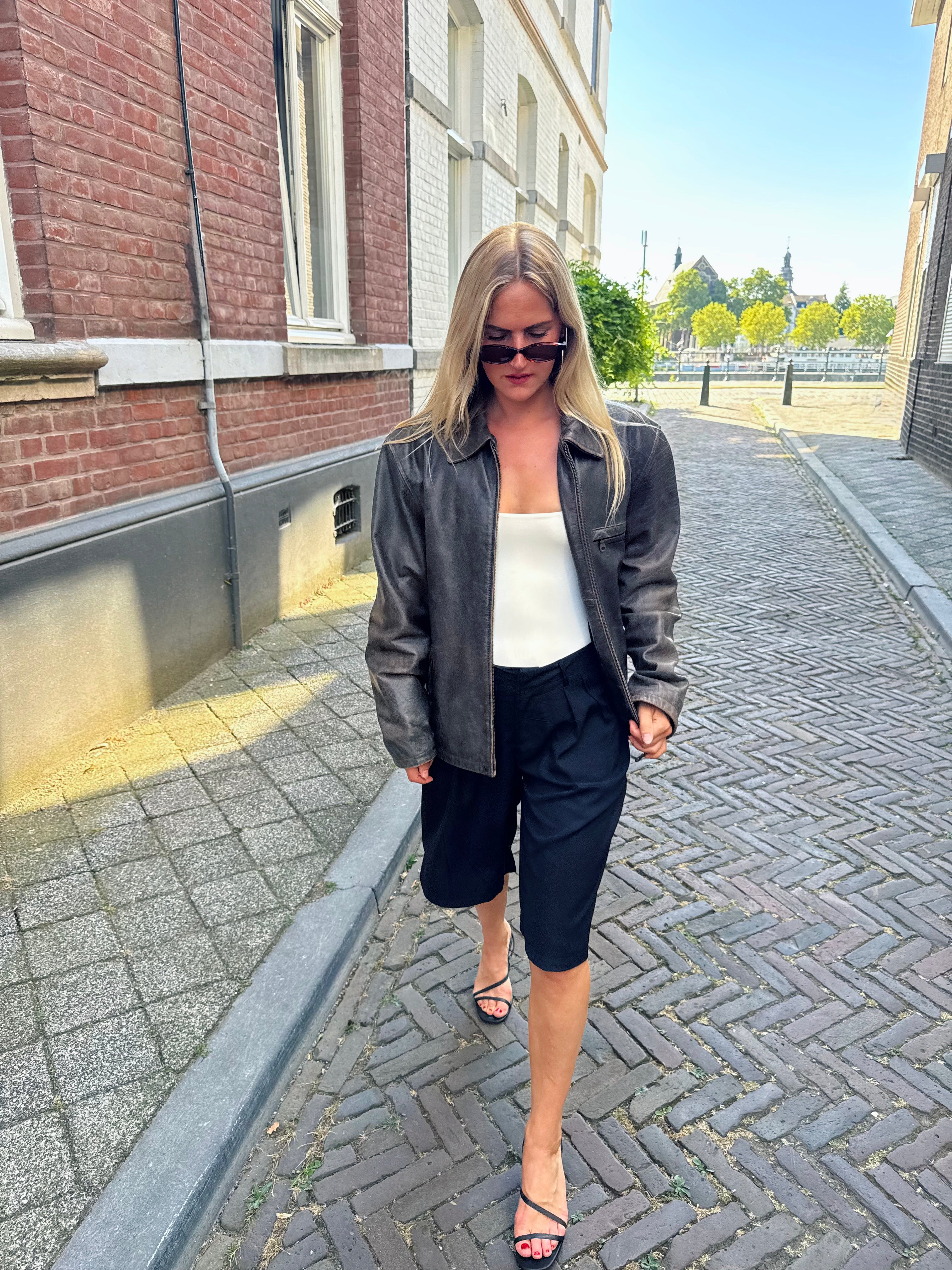 Brown Oversized Leather Jacket