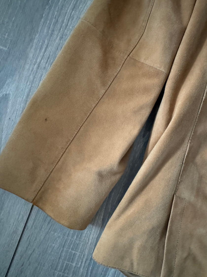 Camel Beige Oversized Suede Blazer
