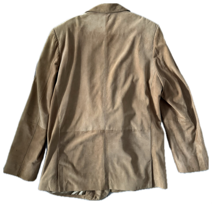 Camel Beige Oversized Suede Blazer