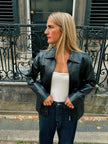 Black Fitted Vintage Leather Jacket