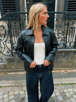 Black Fitted Vintage Leather Jacket
