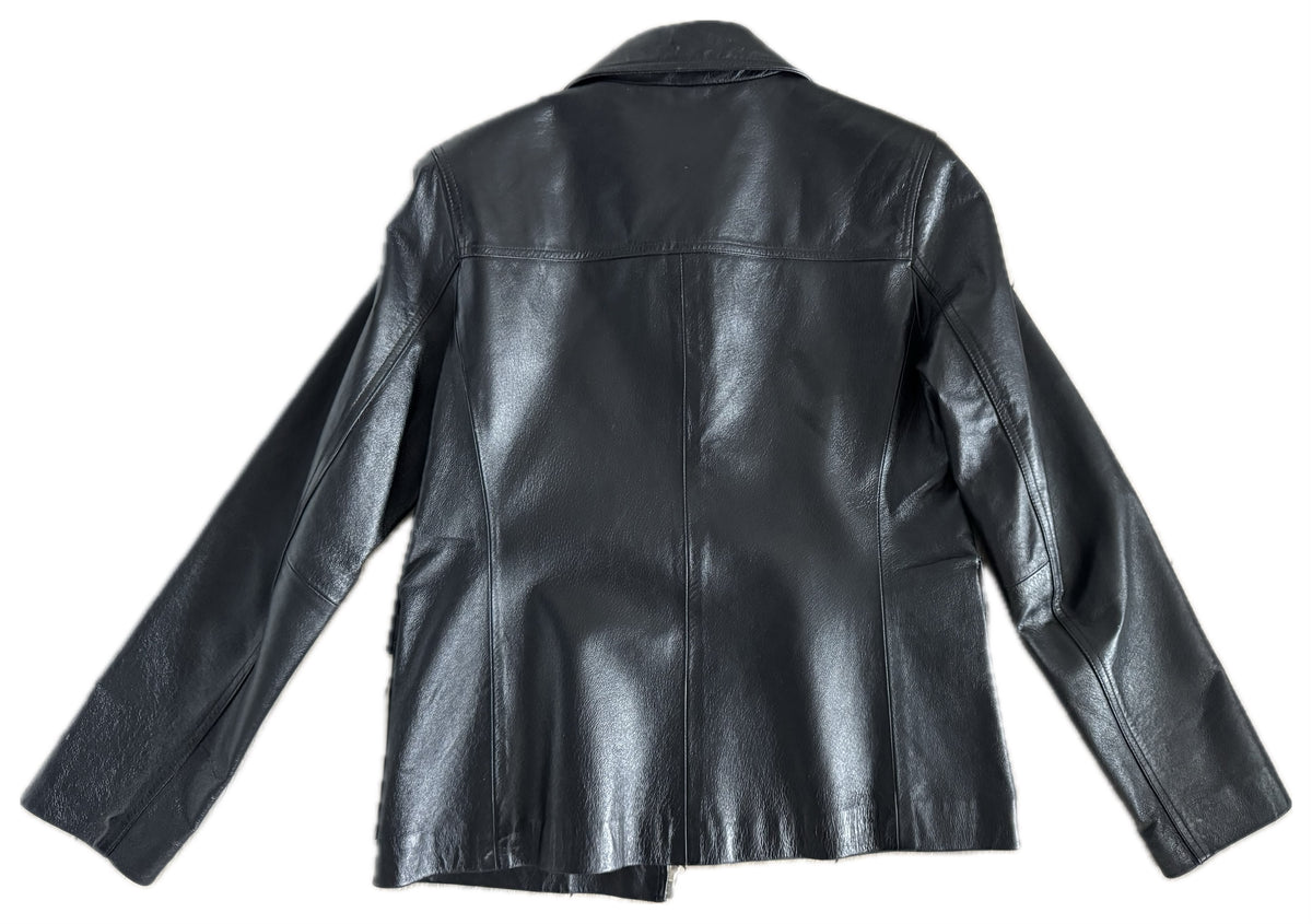 Black Fitted Vintage Leather Jacket
