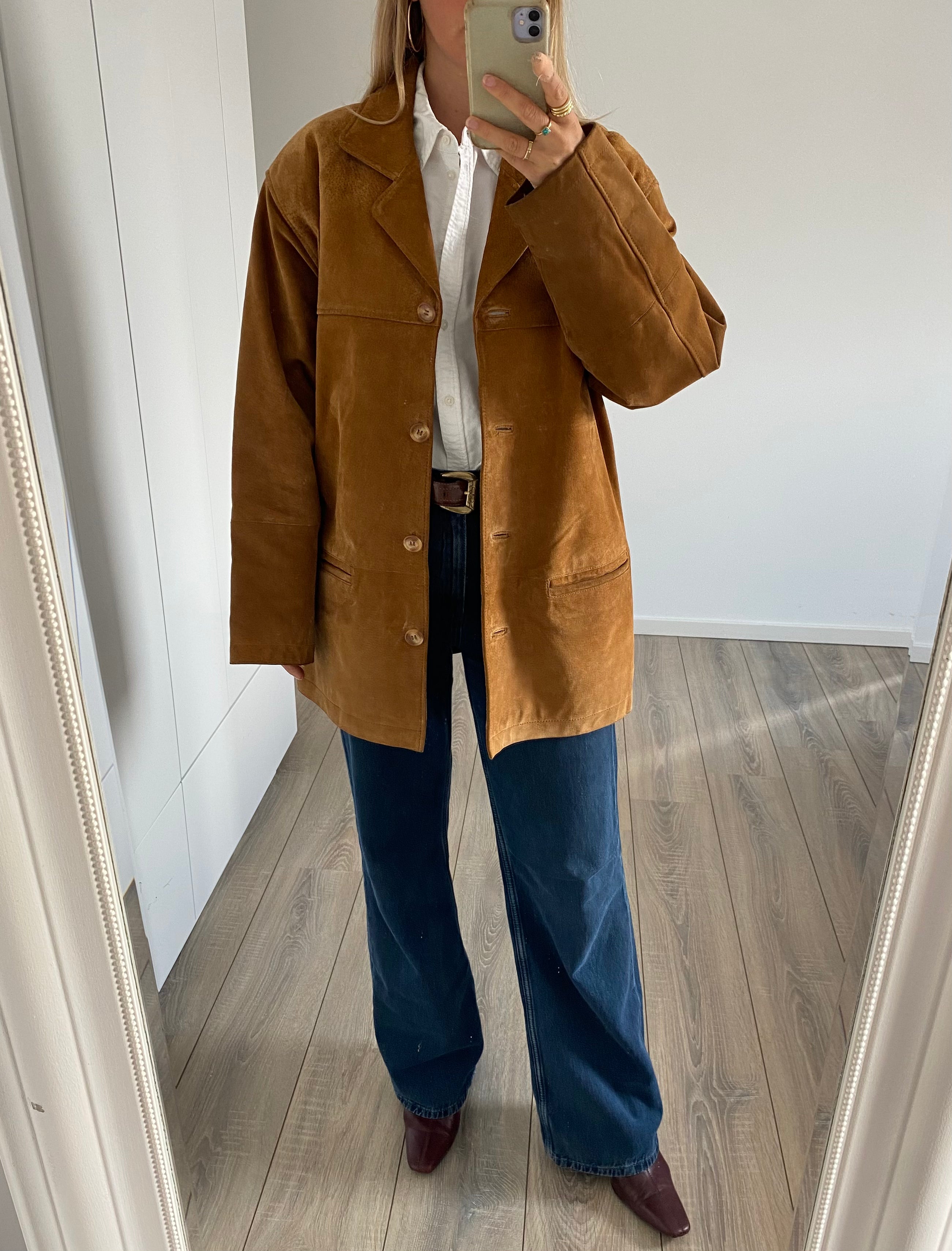 Camel / Golden Beige Suede Jacket