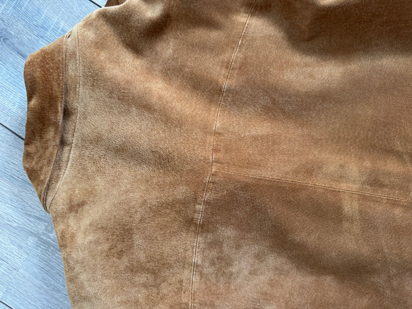 Golden Beige Suede Oversized Blazer
