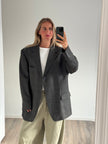 Grey Green Checked Oversized Vintage Blazer