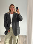 Grey Green Checked Oversized Vintage Blazer