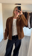 Camel Suede Jacket with Contrast Stitching