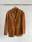 Golden Beige Suede Oversized Blazer