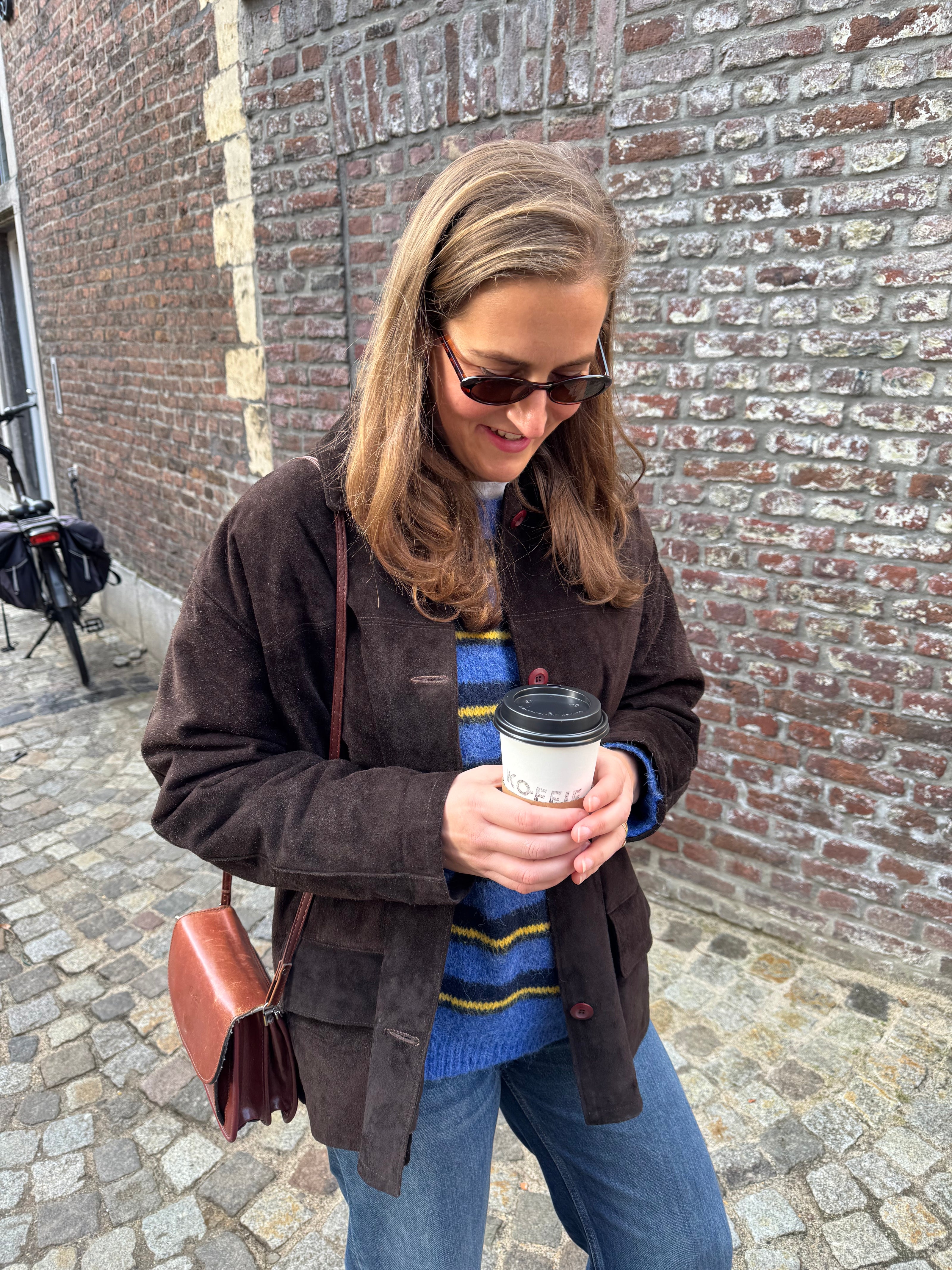 Vintage Dark Brown Suede Jacket, Short & Buttoned