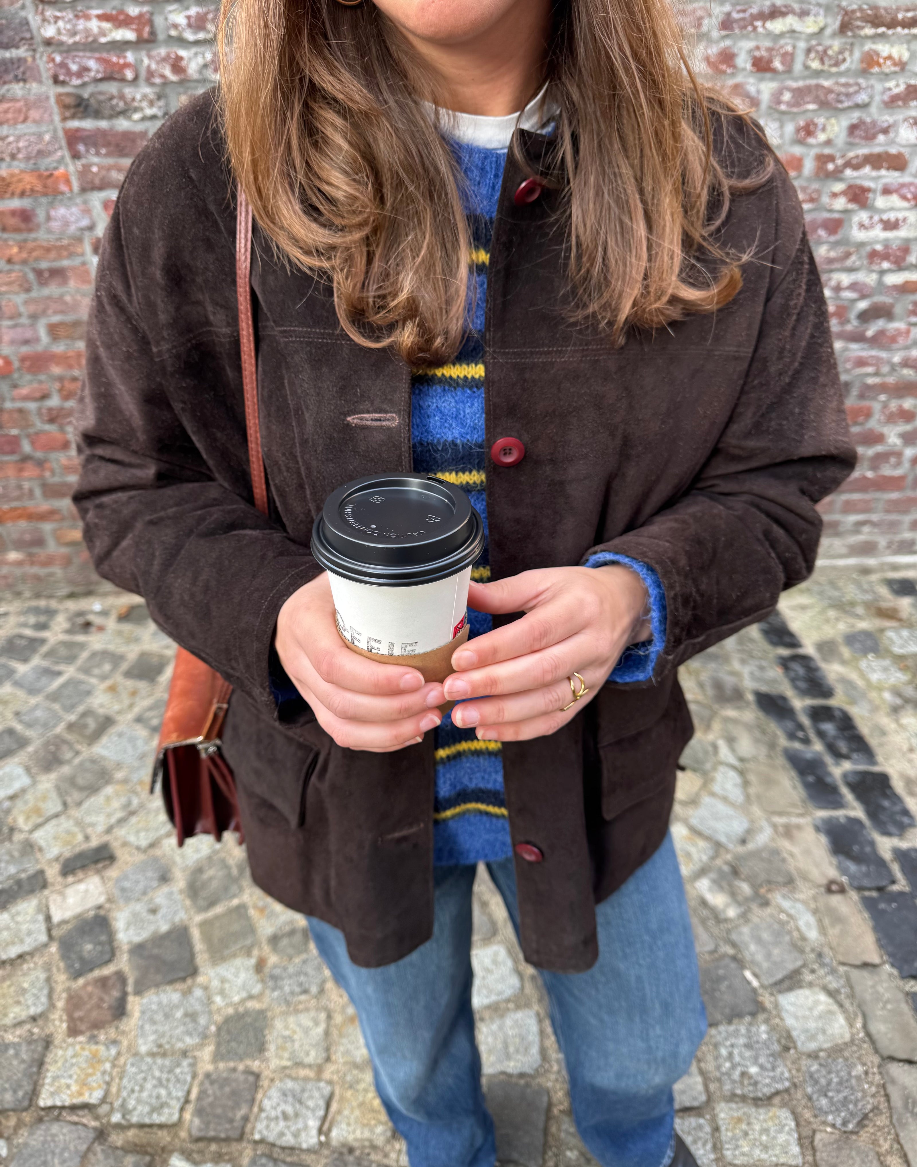 Vintage Dark Brown Suede Jacket, Short & Buttoned