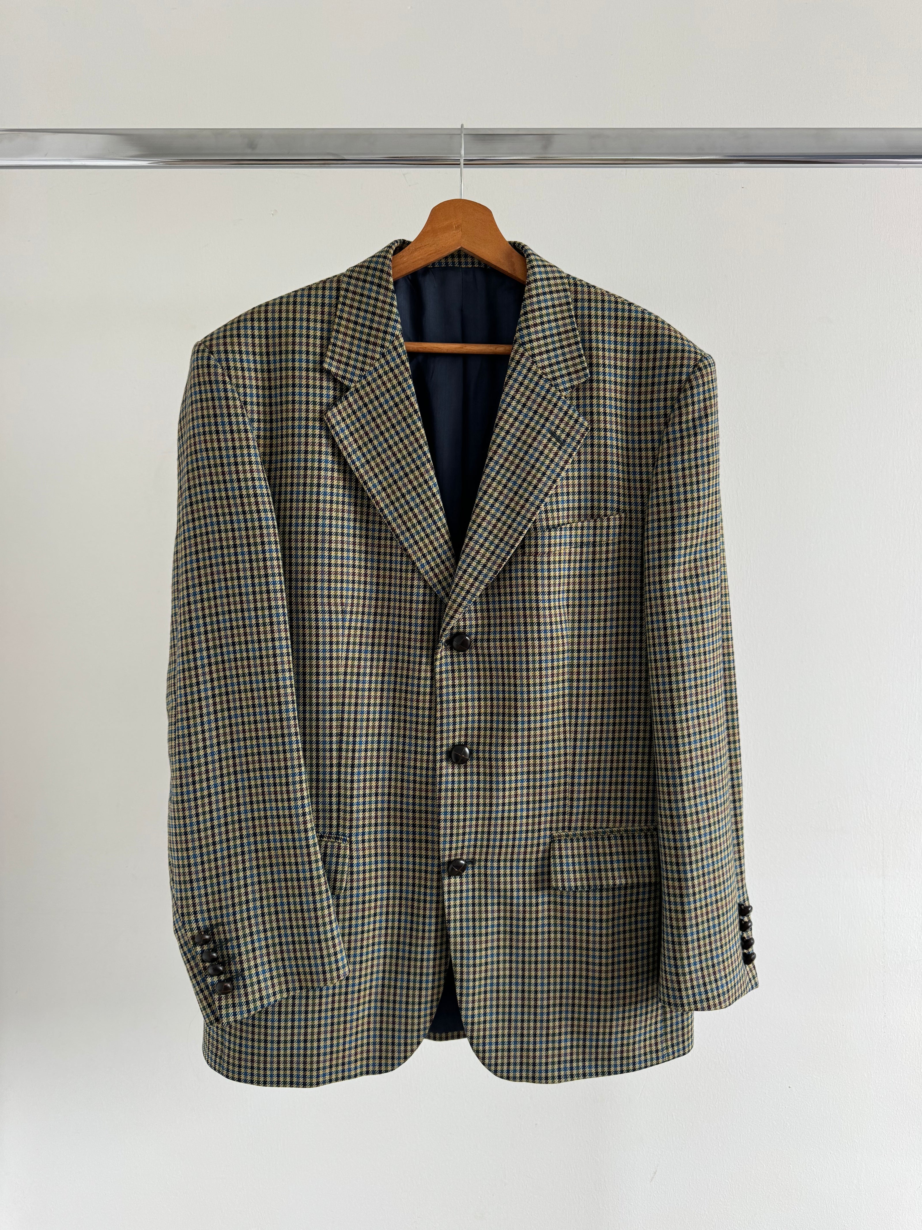 Beige Checked Oversized Blazer