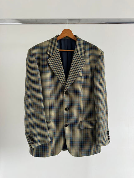 Beige Checked Oversized Blazer