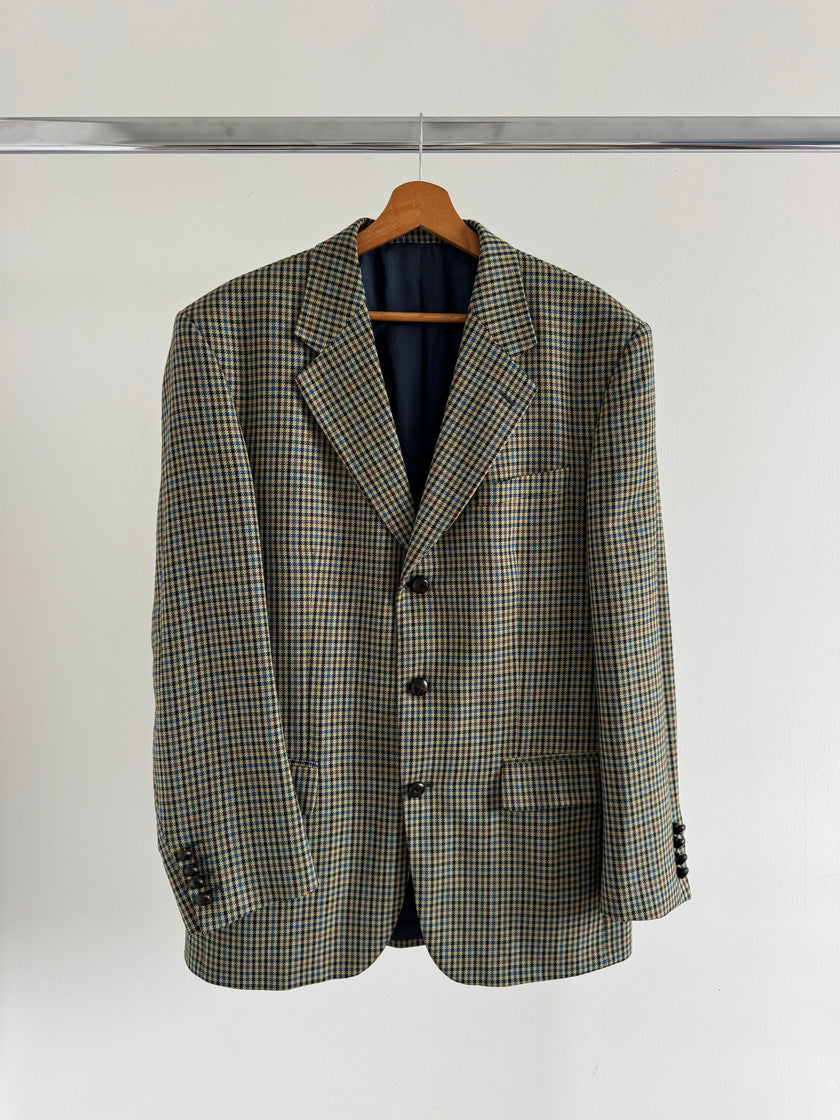 Beige Checked Oversized Blazer