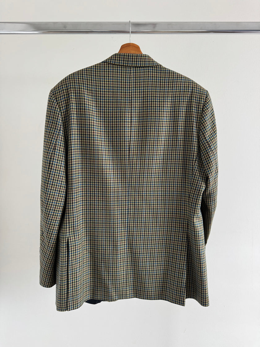 Beige Checked Oversized Blazer