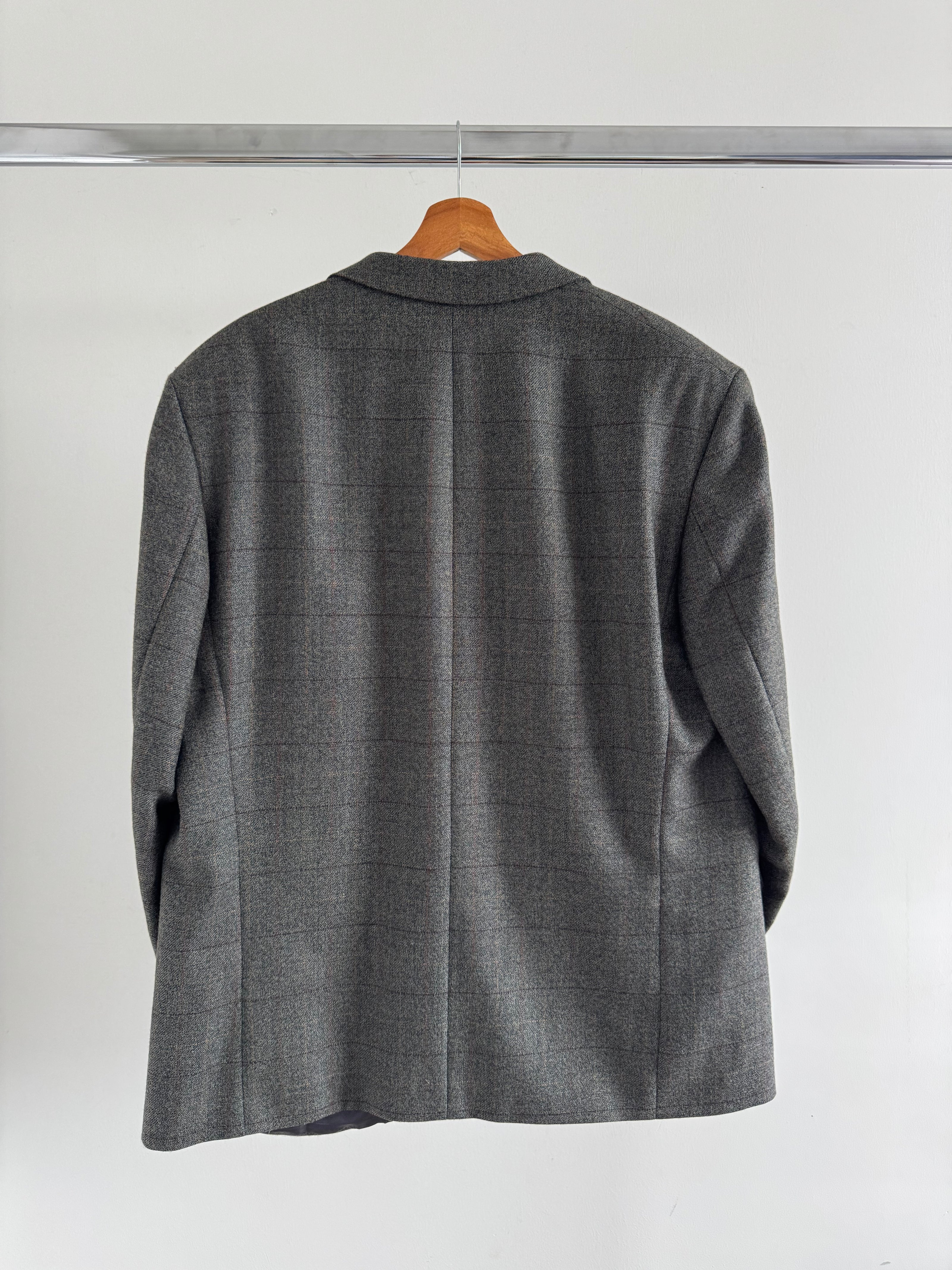 Grey Green Checked Oversized Vintage Blazer