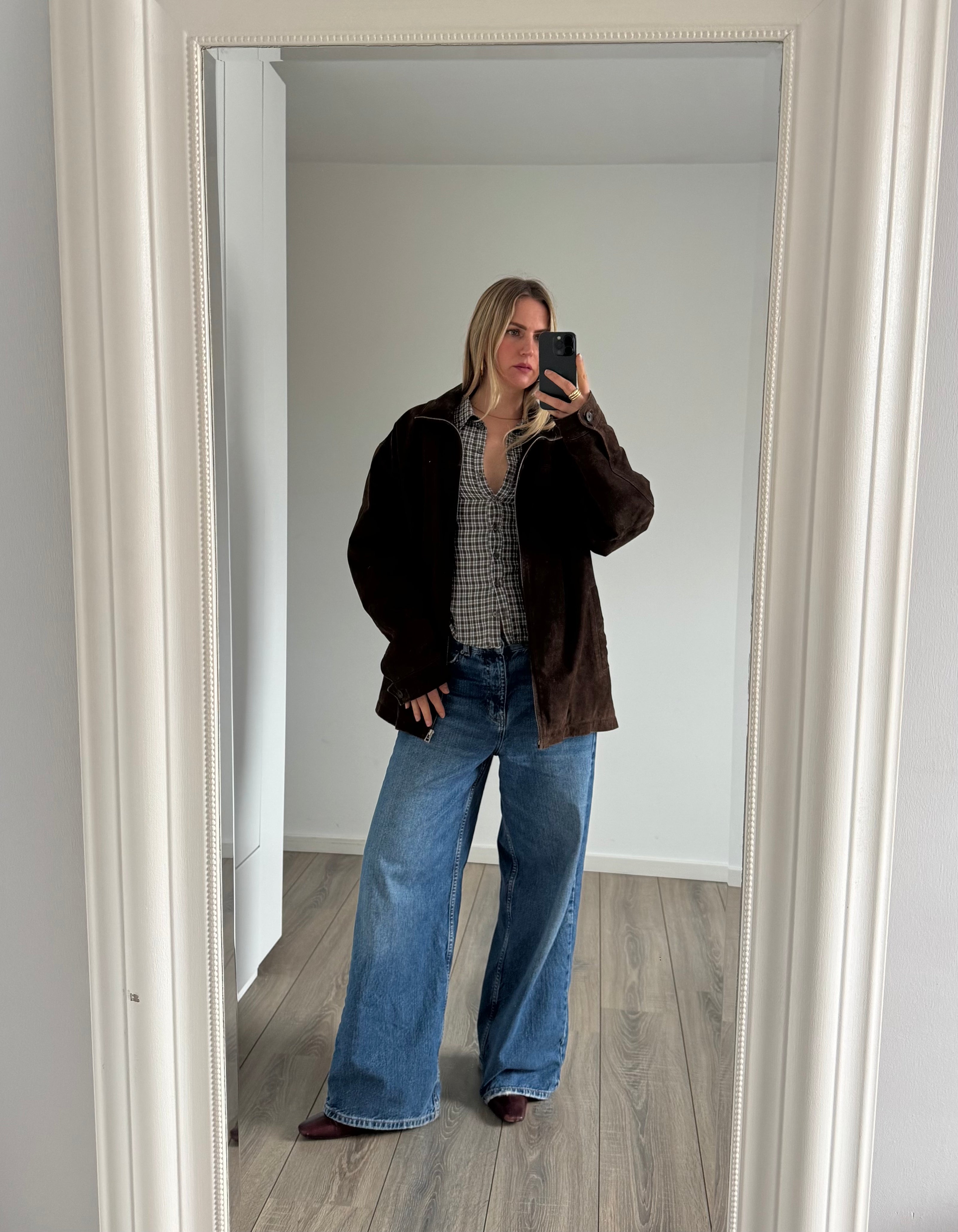 Vintage Oversized Dark Brown Suede Dad Jacket